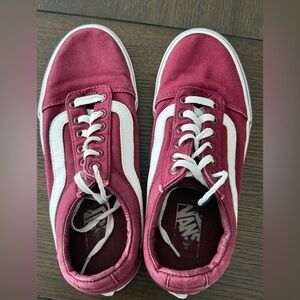 Vans Maroon and White Canvas Sneakers